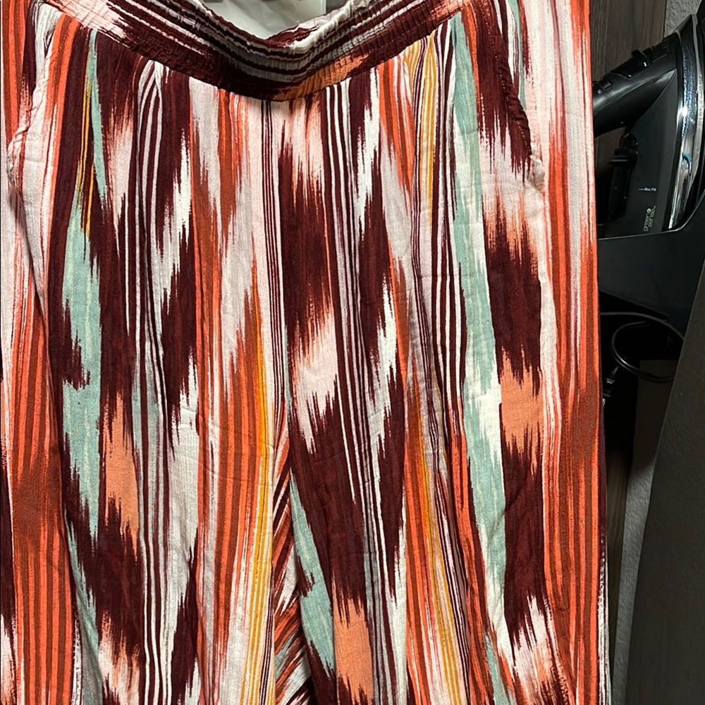 Vibrant Red and Orange Wide Leg Jumpsuit